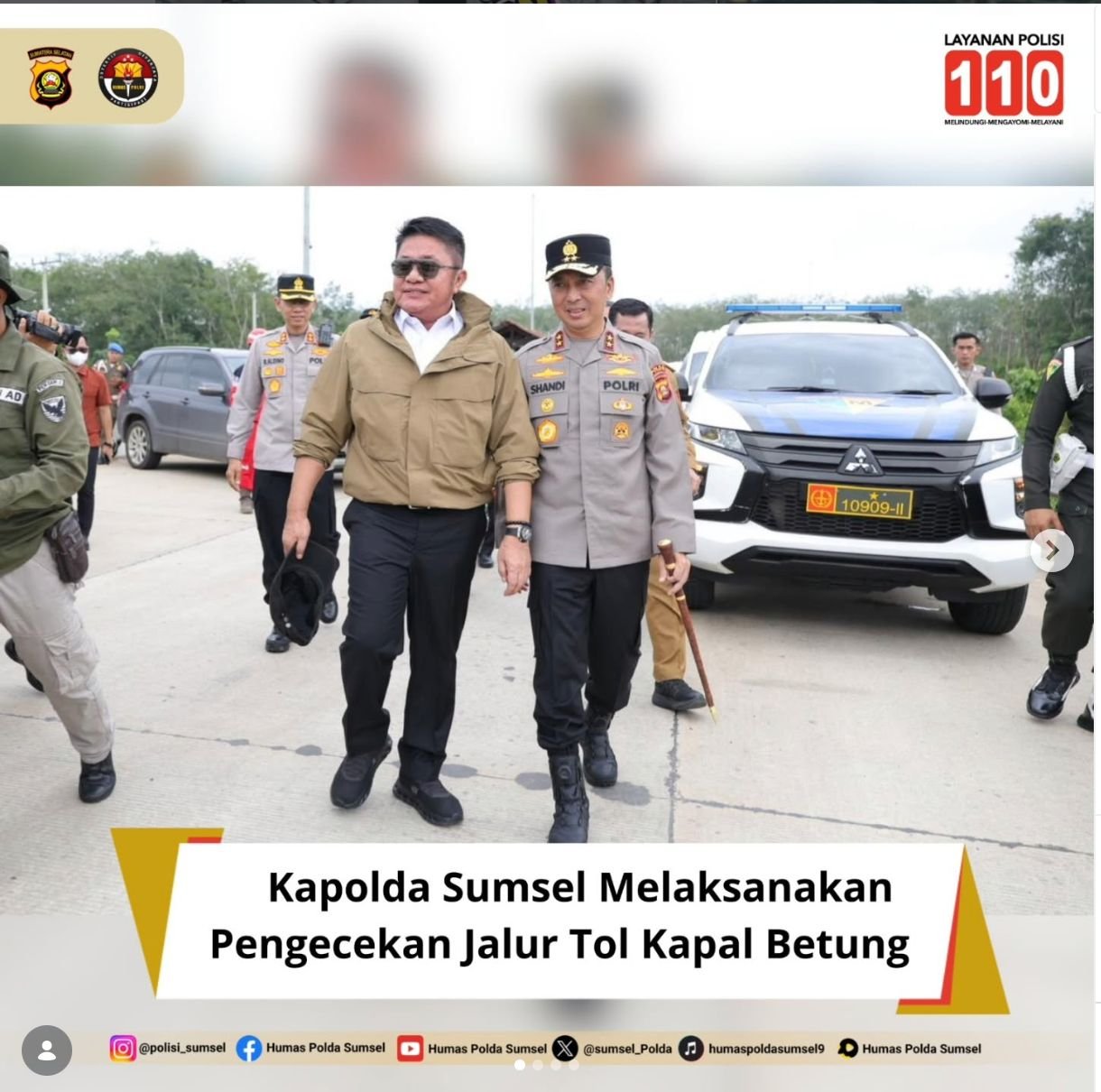 Kapolda Sumsel Melaksanakan Pengecekan Jalur Tol Kapal Betung